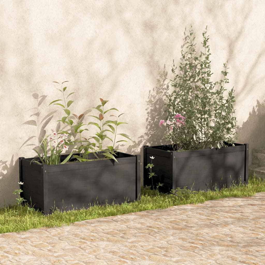 vidaXL Plantenbak 100x50x50 cm massief grenenhout grijs