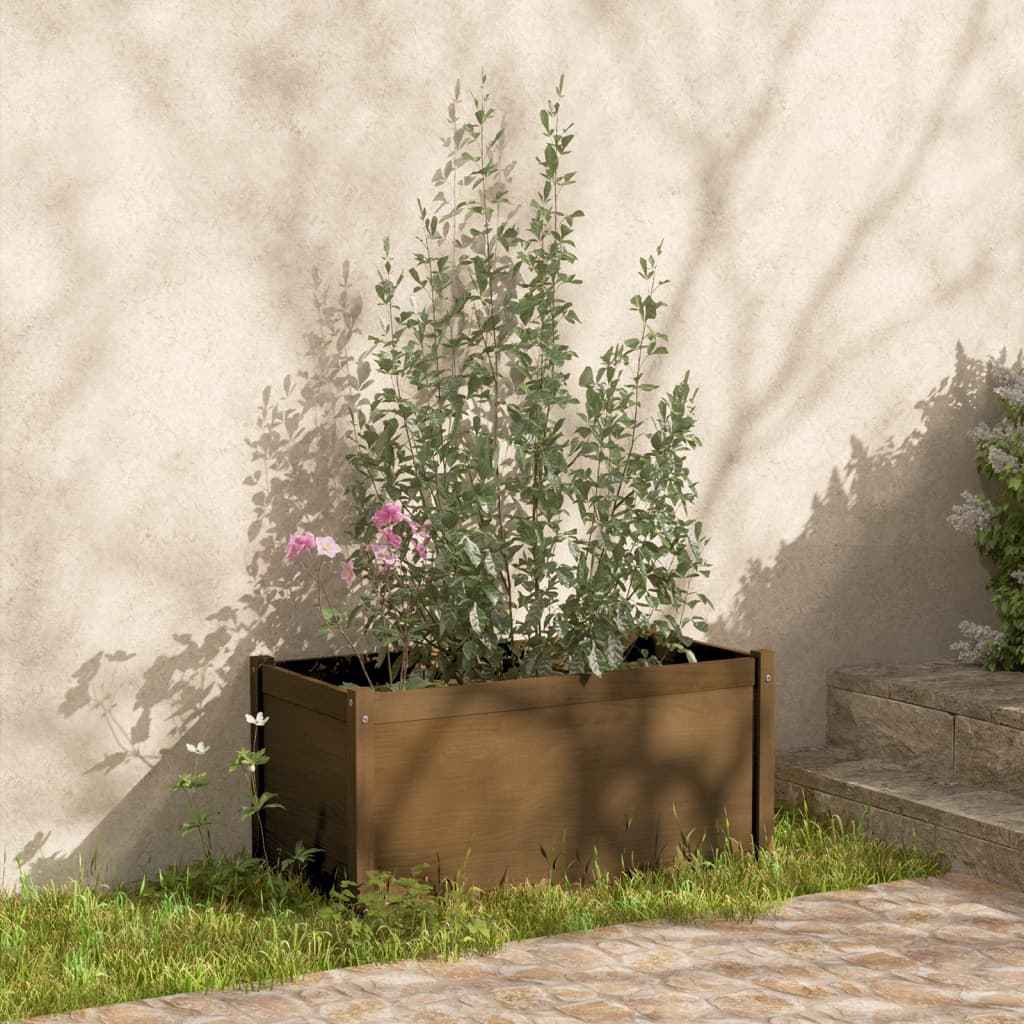 vidaXL Plantenbak 100x50x50 cm massief grenenhout grijs