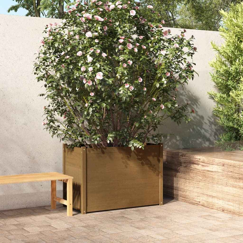 vidaXL Plantenbak 100x50x70 cm massief grenenhout honingbruin