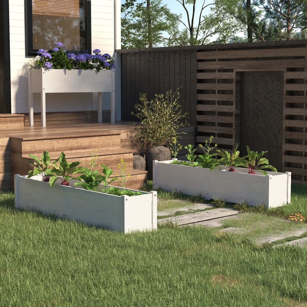 vidaXL Plantenbakken verhoogd 2 st 150x31x31 cm grenenhout grijs