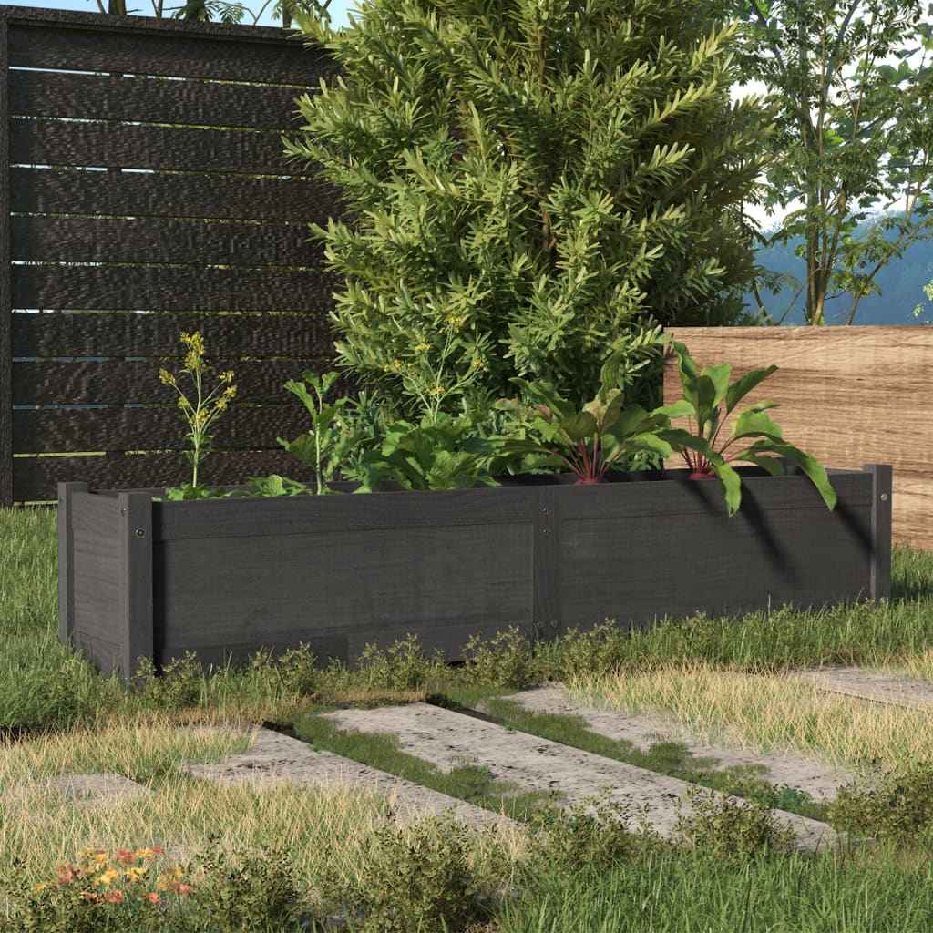 vidaXL Plantenbakken verhoogd 2 st 150x31x31 cm grenenhout grijs