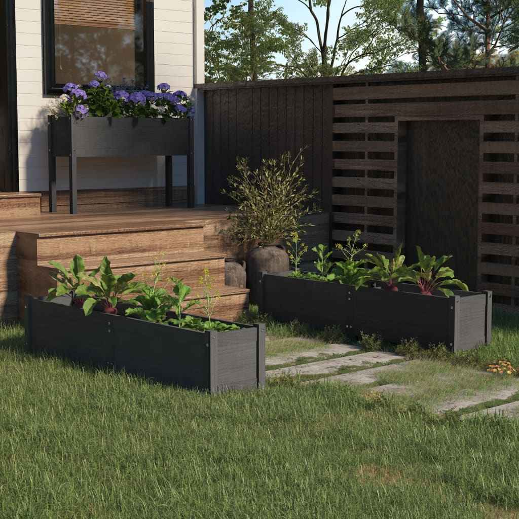 vidaXL Plantenbakken verhoogd 2 st 150x31x31 cm grenenhout grijs