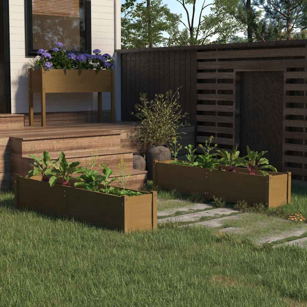 vidaXL Plantenbakken verhoogd 2 st 150x31x31 cm grenenhout grijs