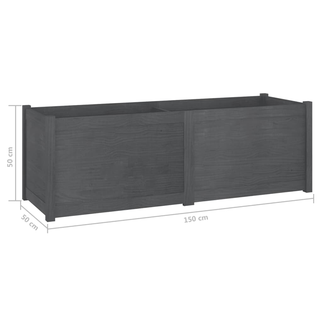 vidaXL Plantenbak 150x50x50 cm massief grenenhout grijs