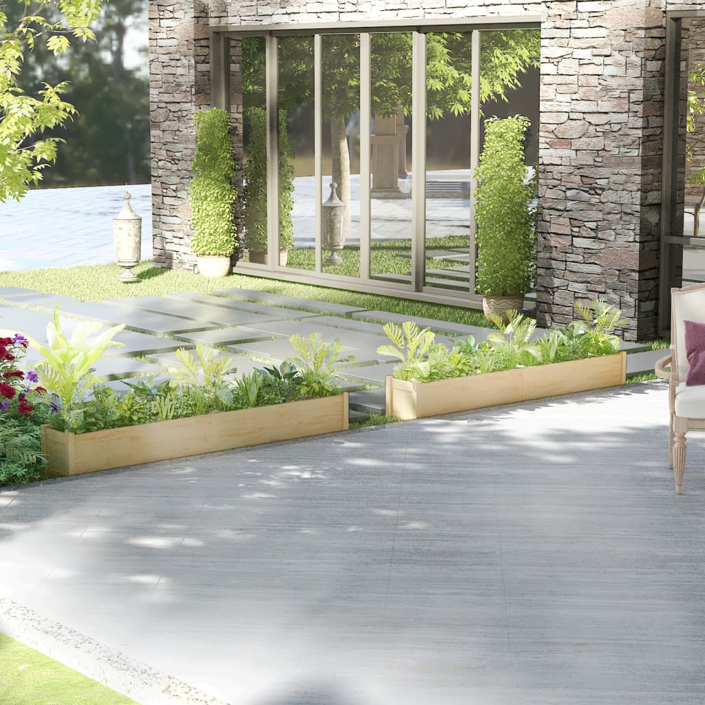 vidaXL Plantenbakken 2 st 200x31x31 cm massief grenenhout grijs