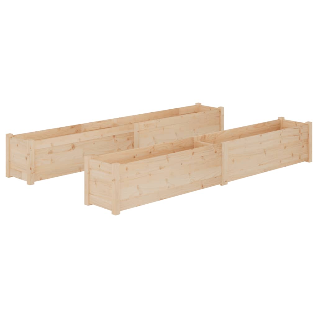 vidaXL Plantenbakken 2 st 200x31x31 cm massief grenenhout grijs