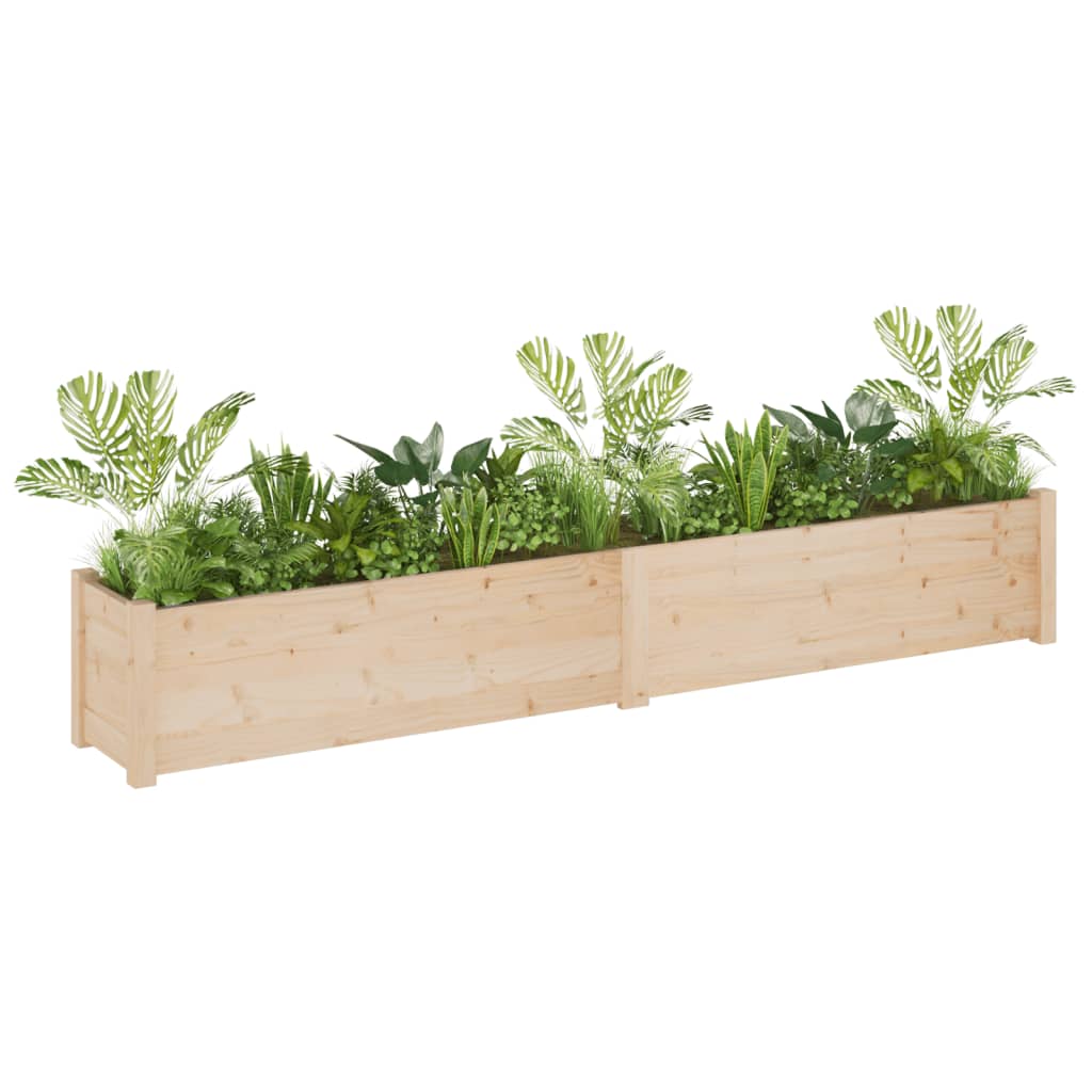 vidaXL Plantenbakken 2 st 200x31x31 cm massief grenenhout grijs