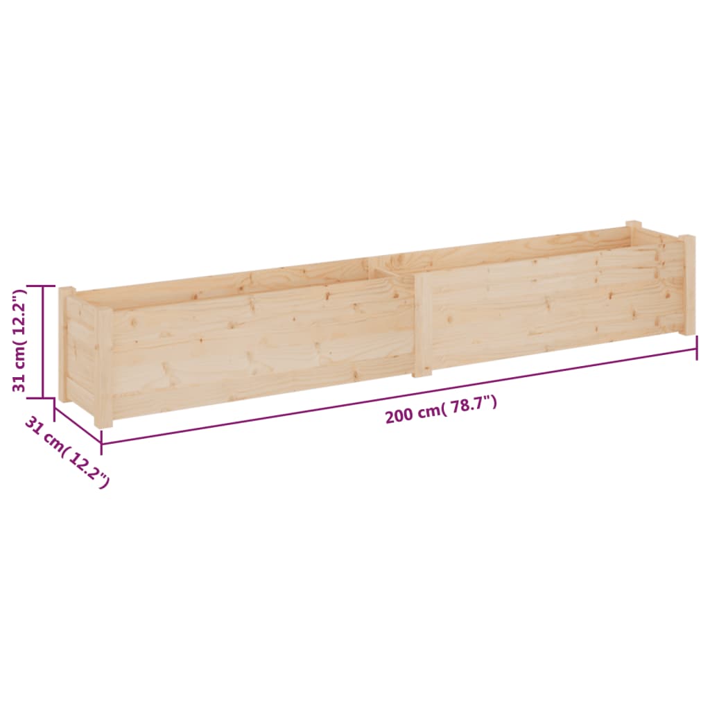 vidaXL Plantenbakken 2 st 200x31x31 cm massief grenenhout grijs