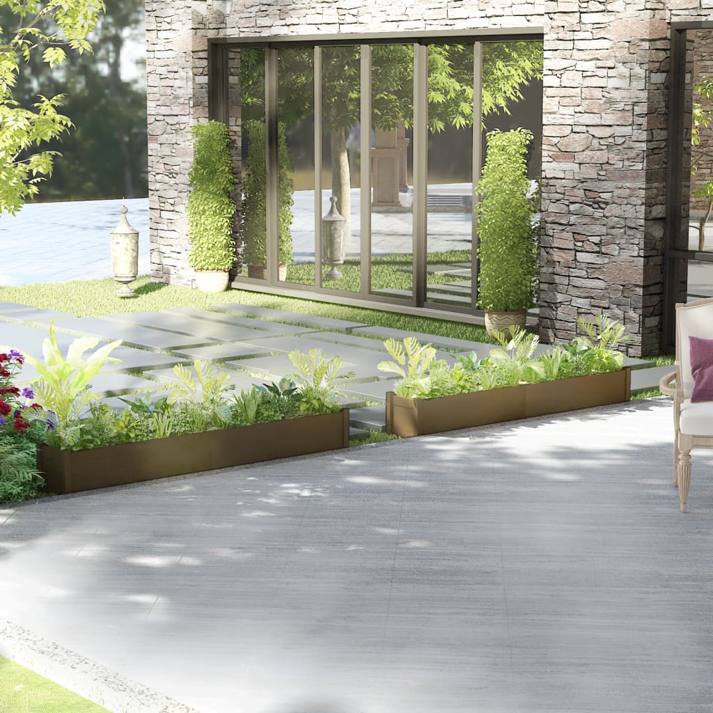 vidaXL Plantenbakken 2 st 200x31x31 cm massief grenenhout grijs