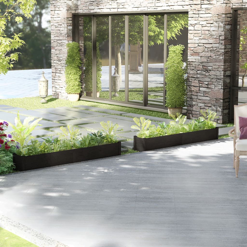 vidaXL Plantenbakken 2 st 200x31x31 cm massief grenenhout grijs