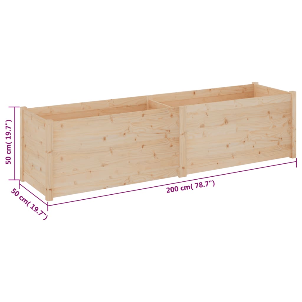 vidaXL Plantenbak 200x50x50 cm massief grenenhout grijs