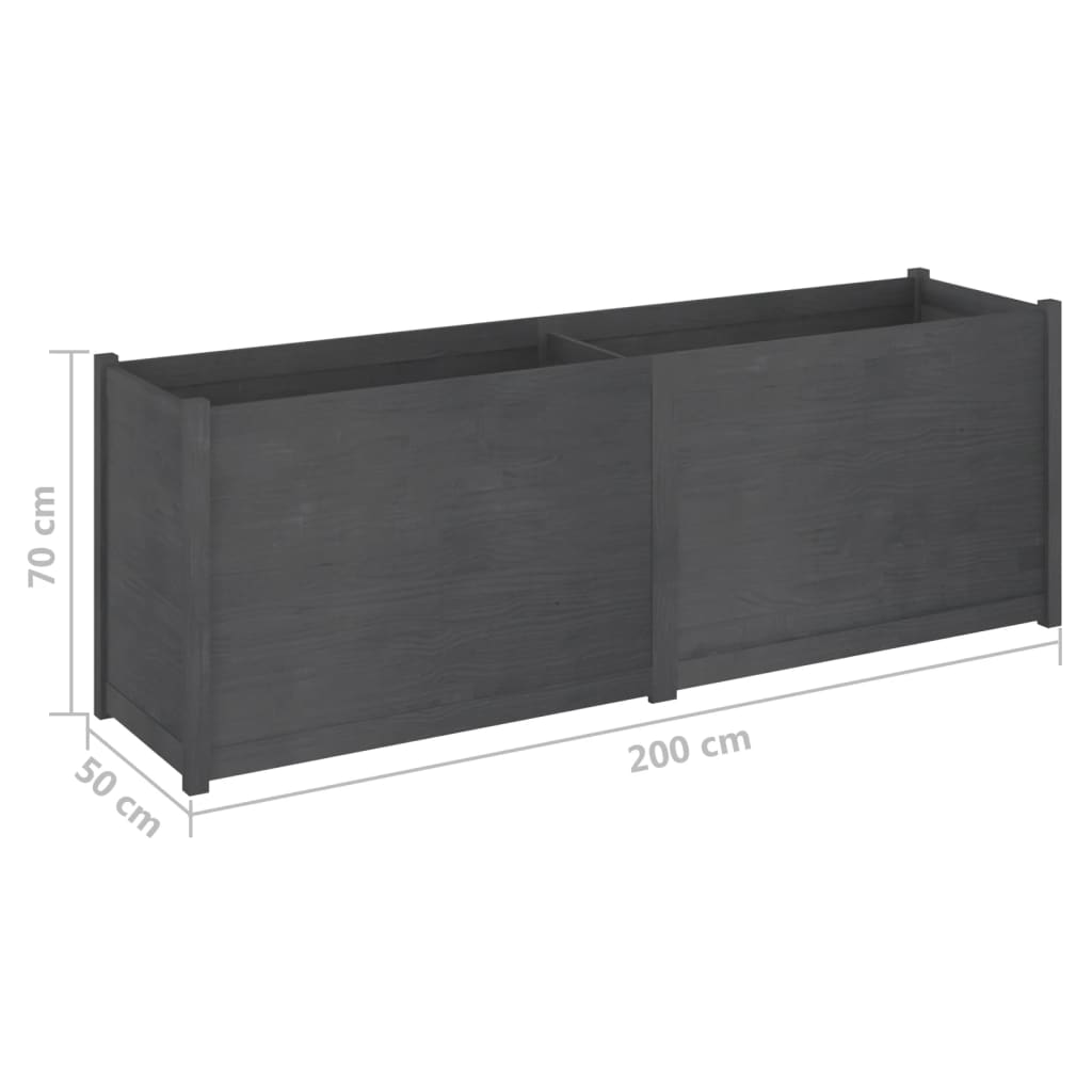vidaXL Plantenbak 200x50x70 cm massief grenenhout wit
