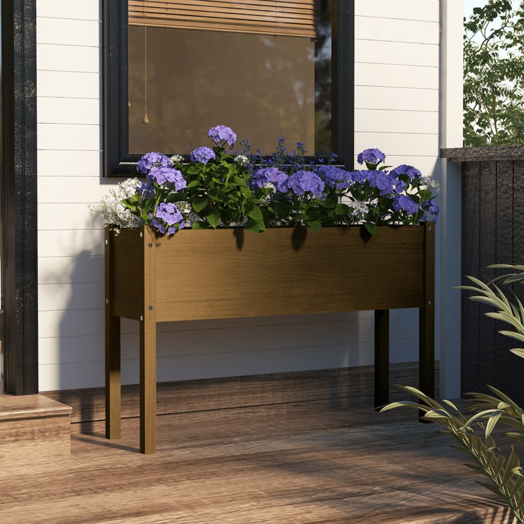 vidaXL Plantenbak 110x31x70 cm massief grenenhout