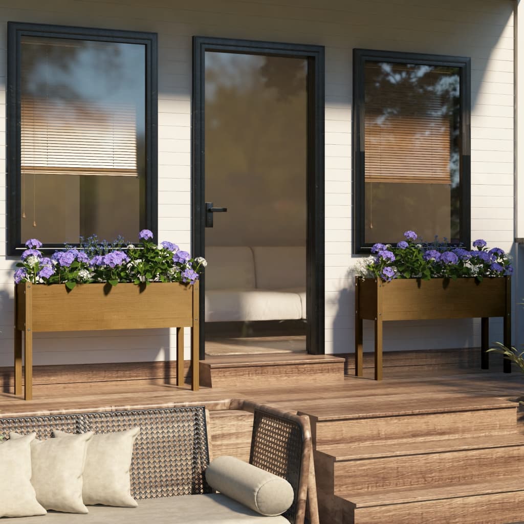vidaXL Plantenbak 110x31x70 cm massief grenenhout