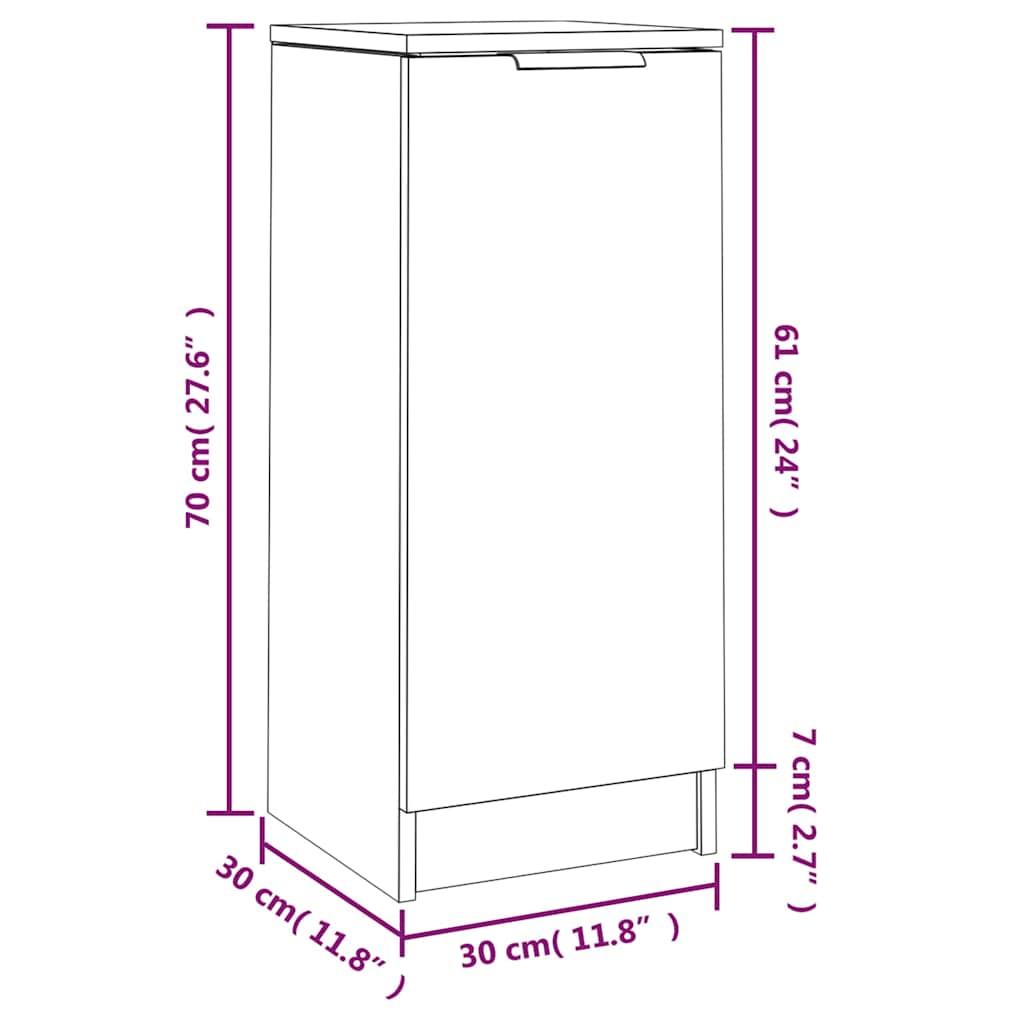 vidaXL Dressoirs 2 st 30x30x70 cm bewerkt hout sonoma eikenkleurig