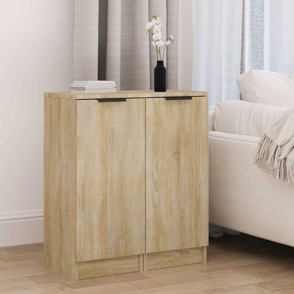 vidaXL Dressoirs 2 st 30x30x70 cm bewerkt hout sonoma eikenkleurig