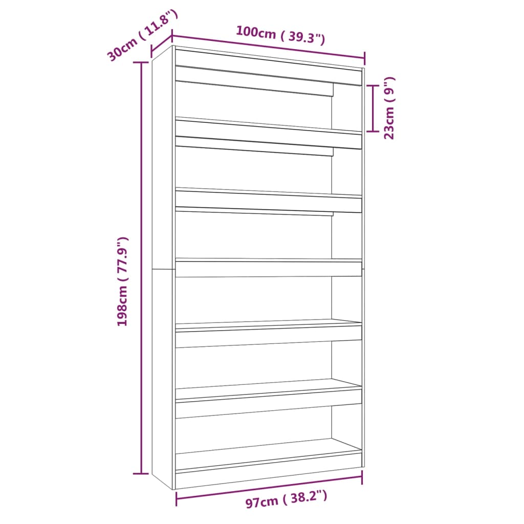 vidaXL Boekenkast/kamerscherm 100x30x198 cm bewerkt hout wit