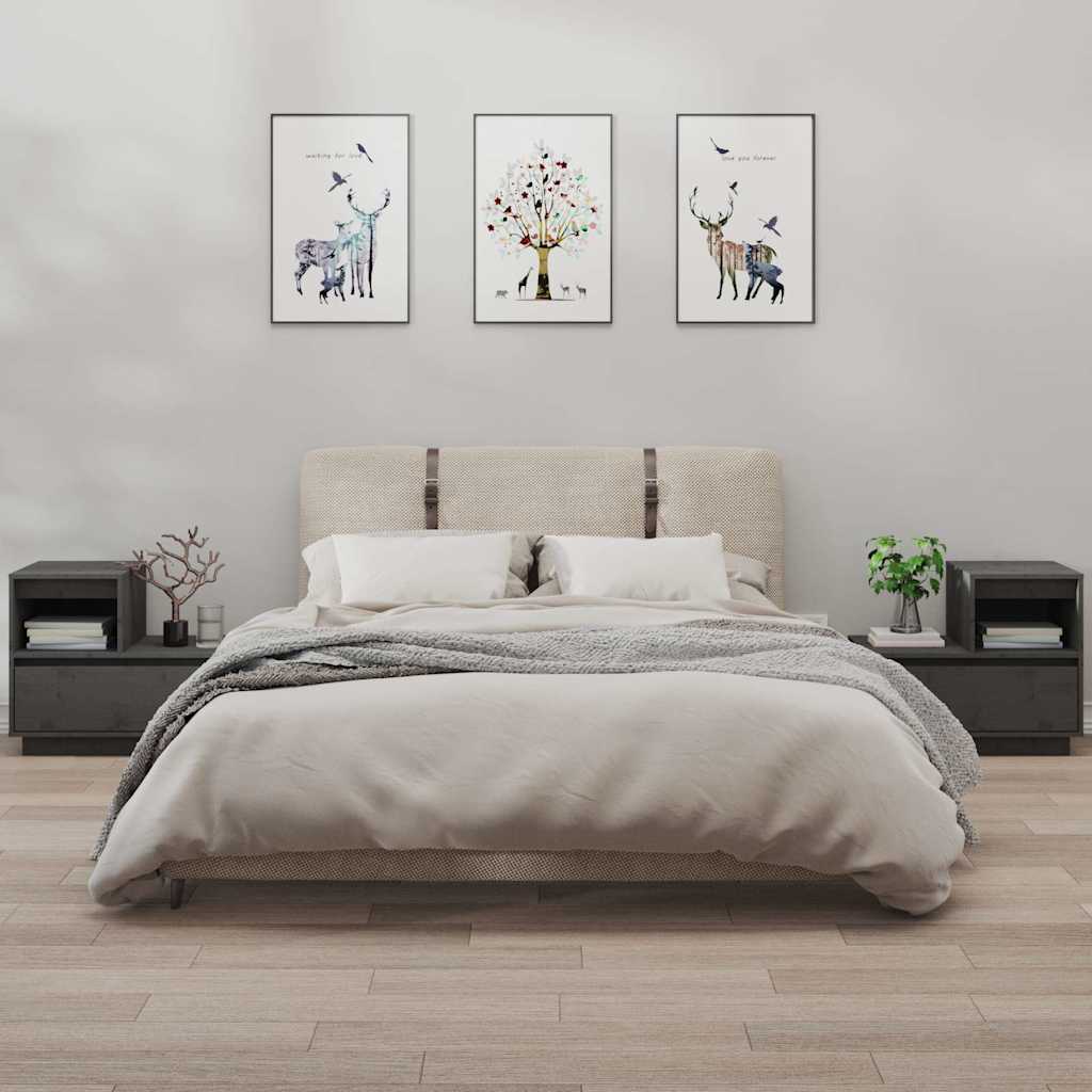 vidaXL Nachtkastjes 2 st 60x34x51 cm massief grenenhout wit