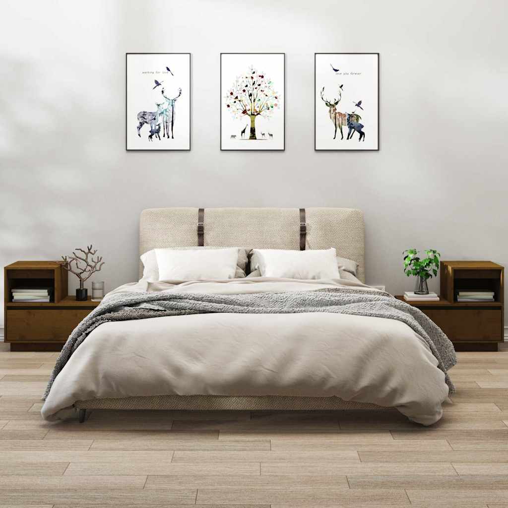 vidaXL Nachtkastjes 2 st 60x34x51 cm massief grenenhout wit