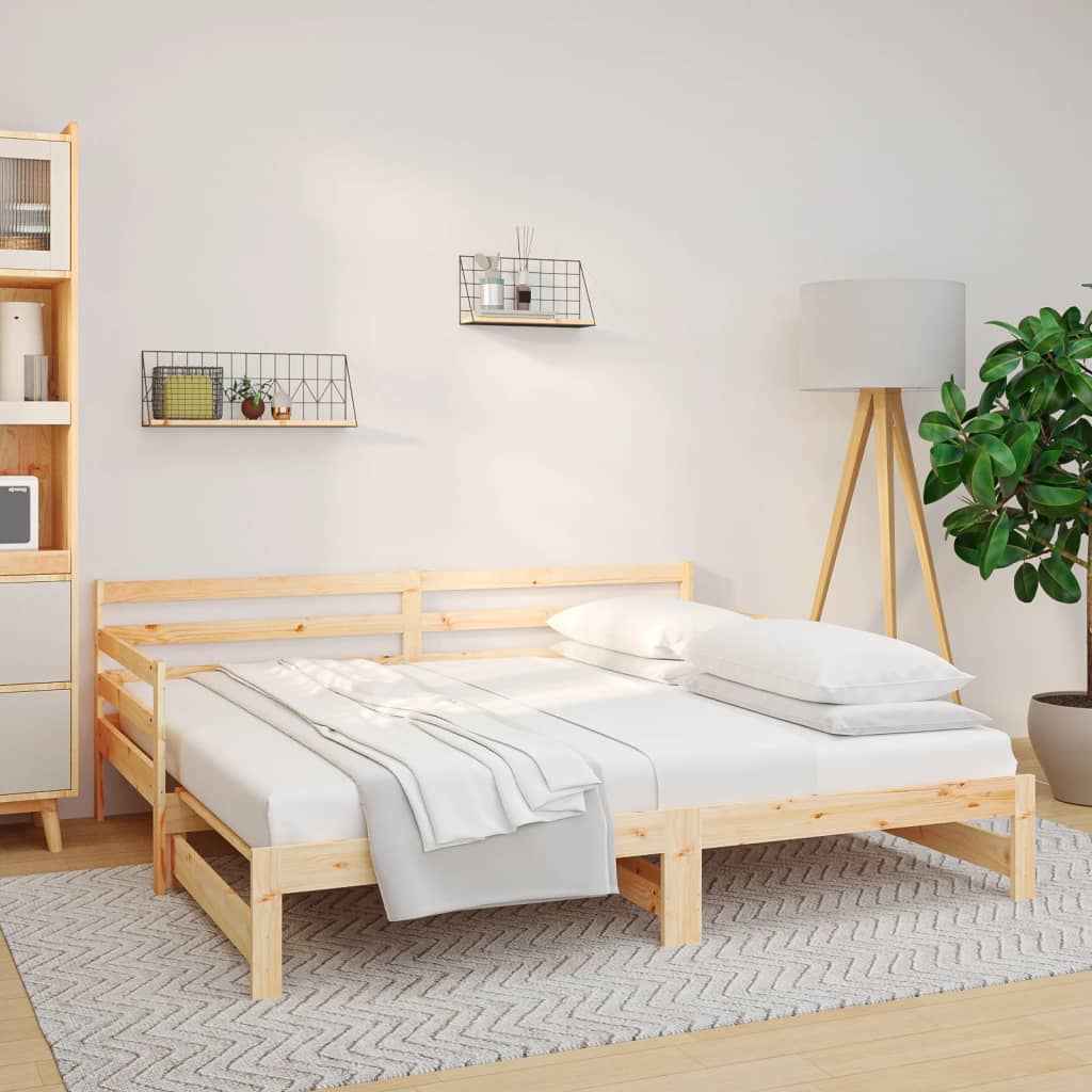 vidaXL Slaapbank uitschuifbaar massief grenenhout 2x(90x190) cm