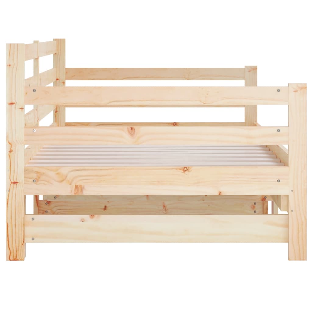 vidaXL Slaapbank uitschuifbaar massief grenenhout 2x(90x190) cm