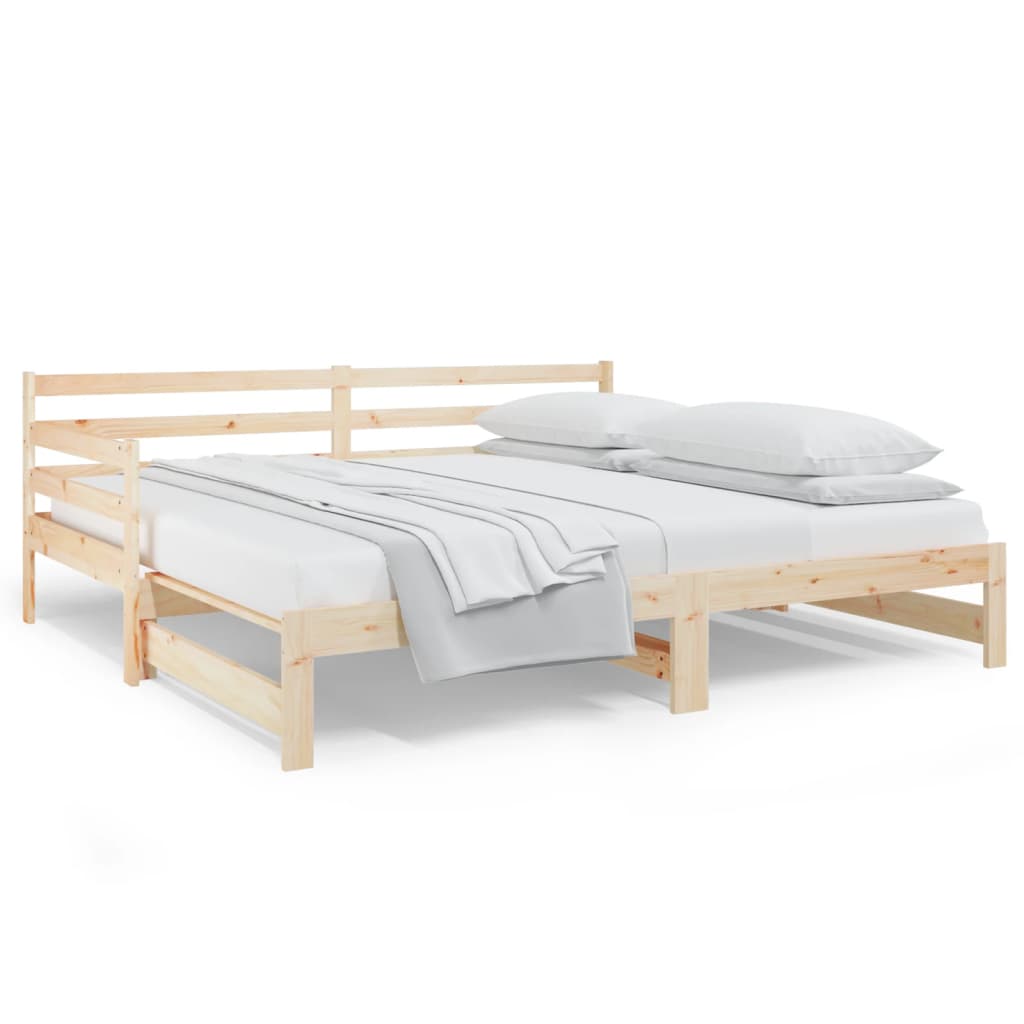 vidaXL Slaapbank uitschuifbaar massief grenenhout 2x(90x190) cm
