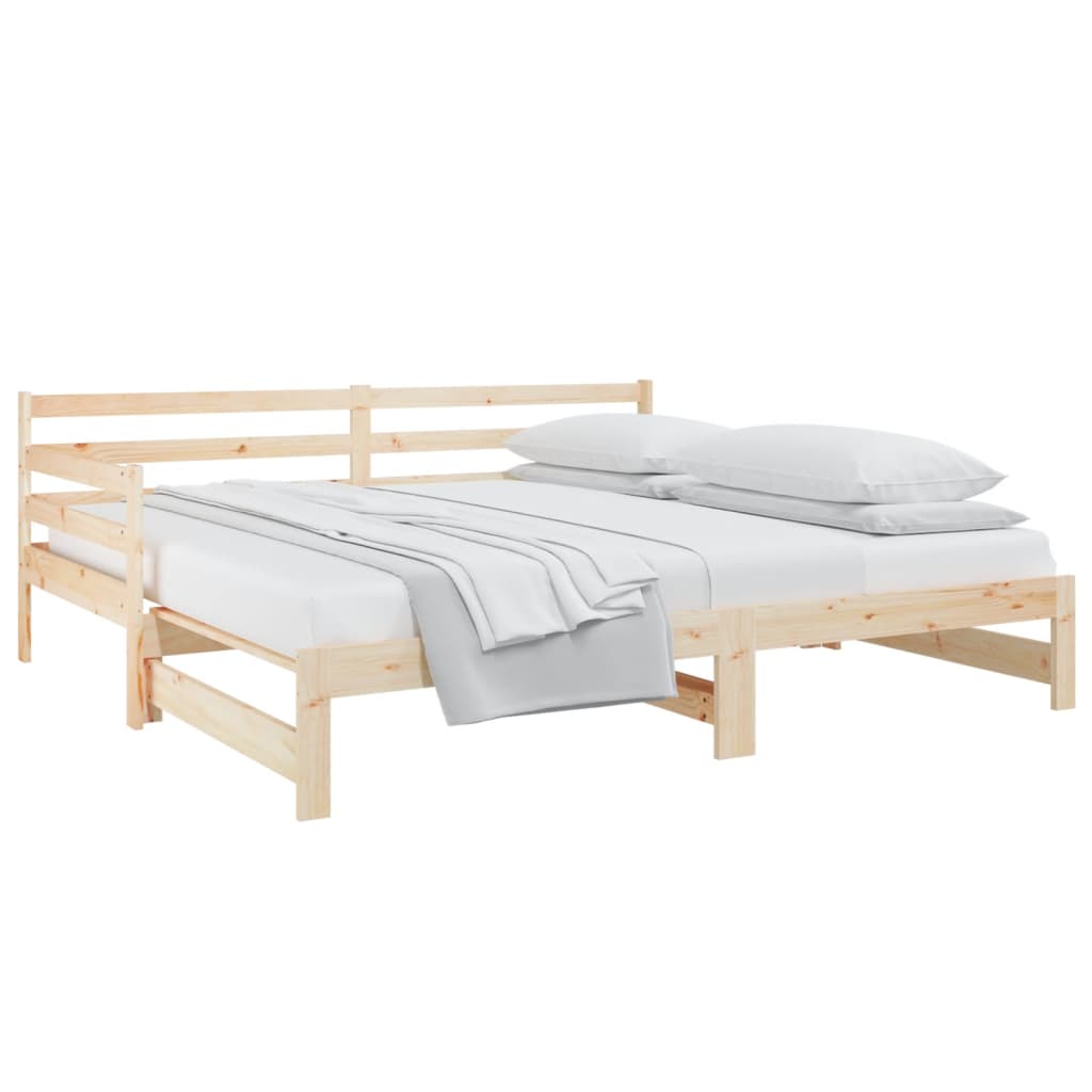 vidaXL Slaapbank uitschuifbaar massief grenenhout 2x(90x190) cm