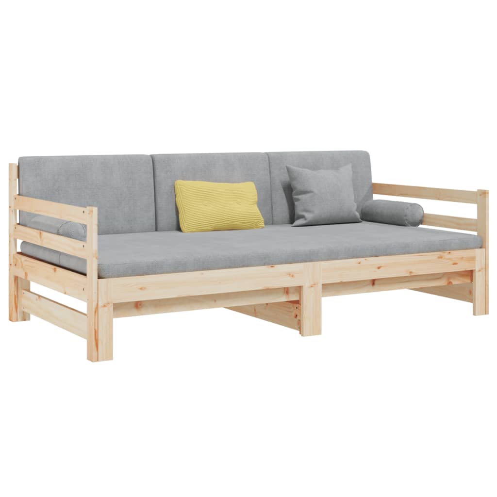 vidaXL Slaapbank uitschuifbaar massief grenenhout 2x(90x190) cm