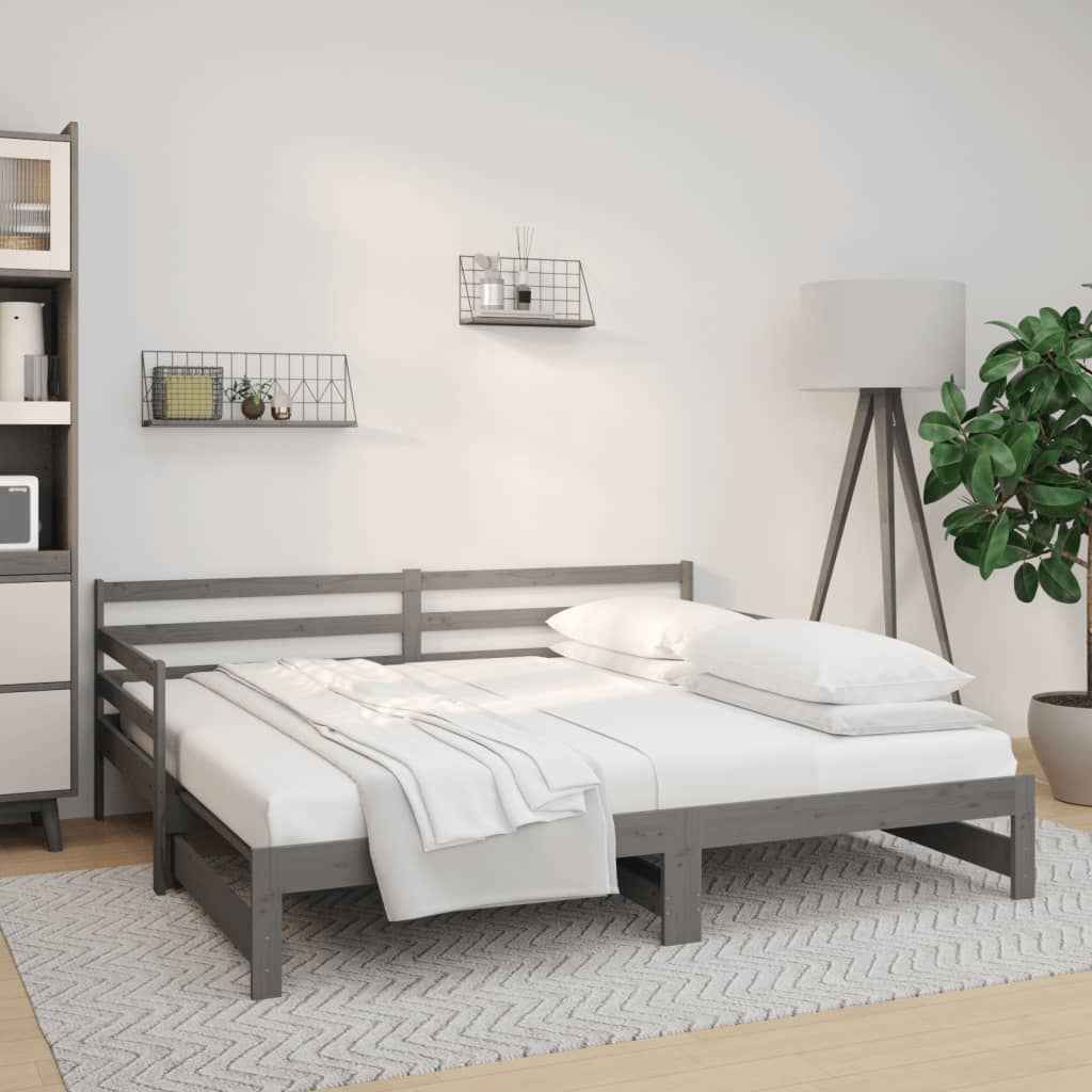 vidaXL Slaapbank uitschuifbaar massief grenenhout 2x(90x190) cm