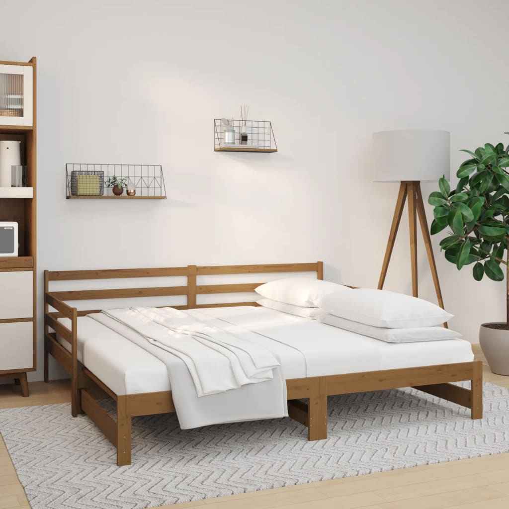 vidaXL Slaapbank uitschuifbaar massief grenenhout 2x(90x190) cm