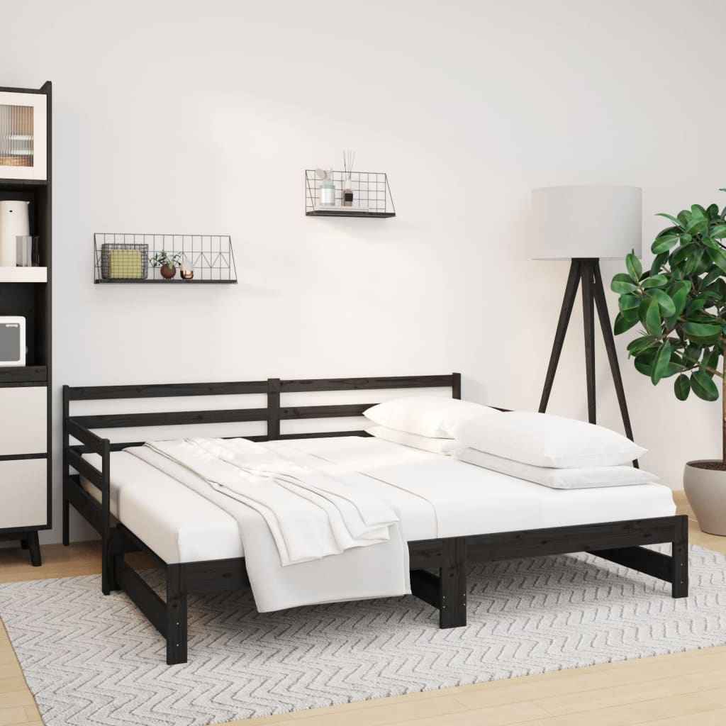 vidaXL Slaapbank uitschuifbaar massief grenenhout 2x(90x190) cm