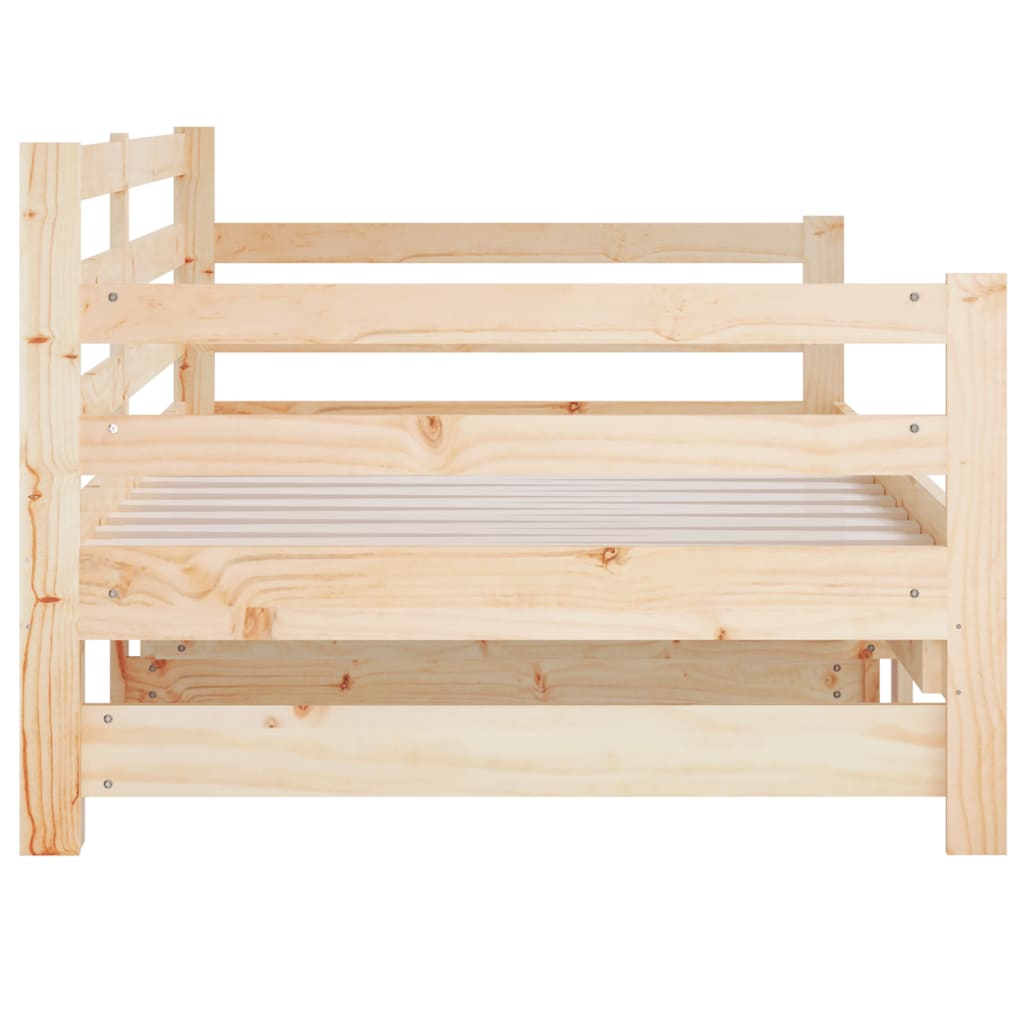 vidaXL Slaapbank uitschuifbaar 2x(80x200) cm massief grenenhout