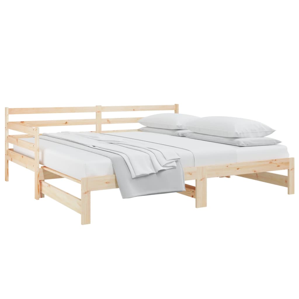 vidaXL Slaapbank uitschuifbaar 2x(80x200) cm massief grenenhout