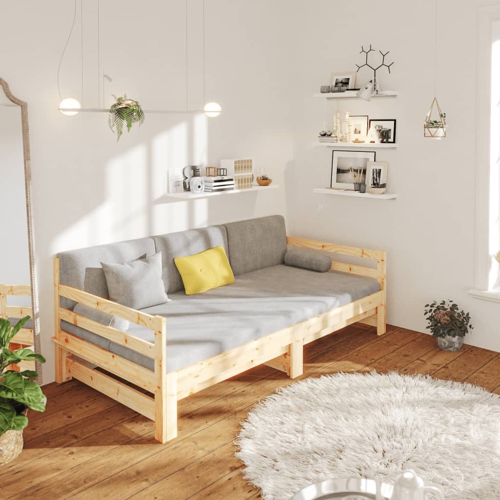vidaXL Slaapbank uitschuifbaar 2x(80x200) cm massief grenenhout