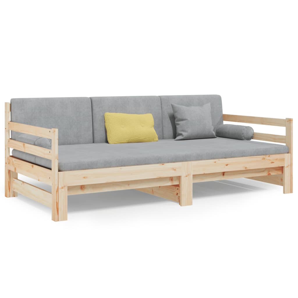 vidaXL Slaapbank uitschuifbaar 2x(80x200) cm massief grenenhout
