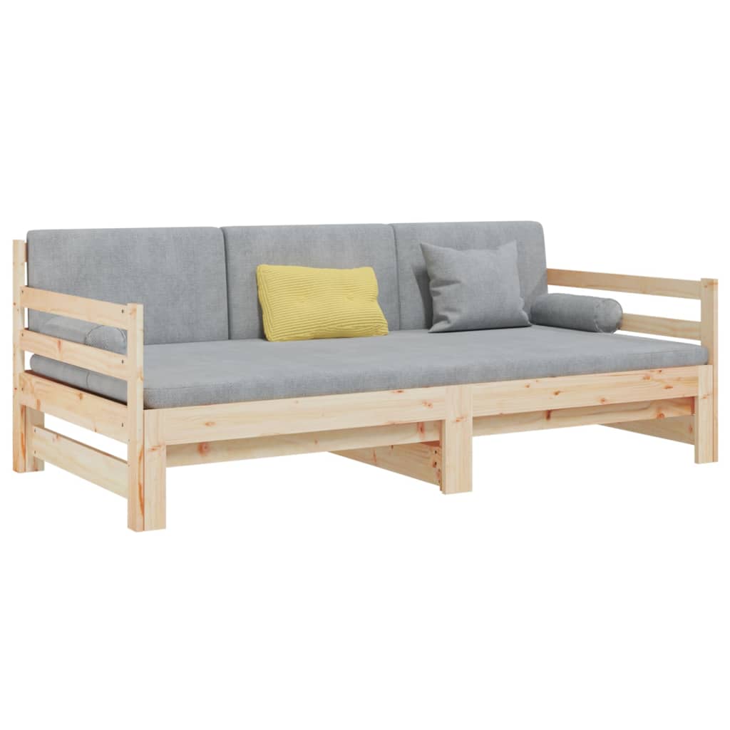 vidaXL Slaapbank uitschuifbaar 2x(80x200) cm massief grenenhout