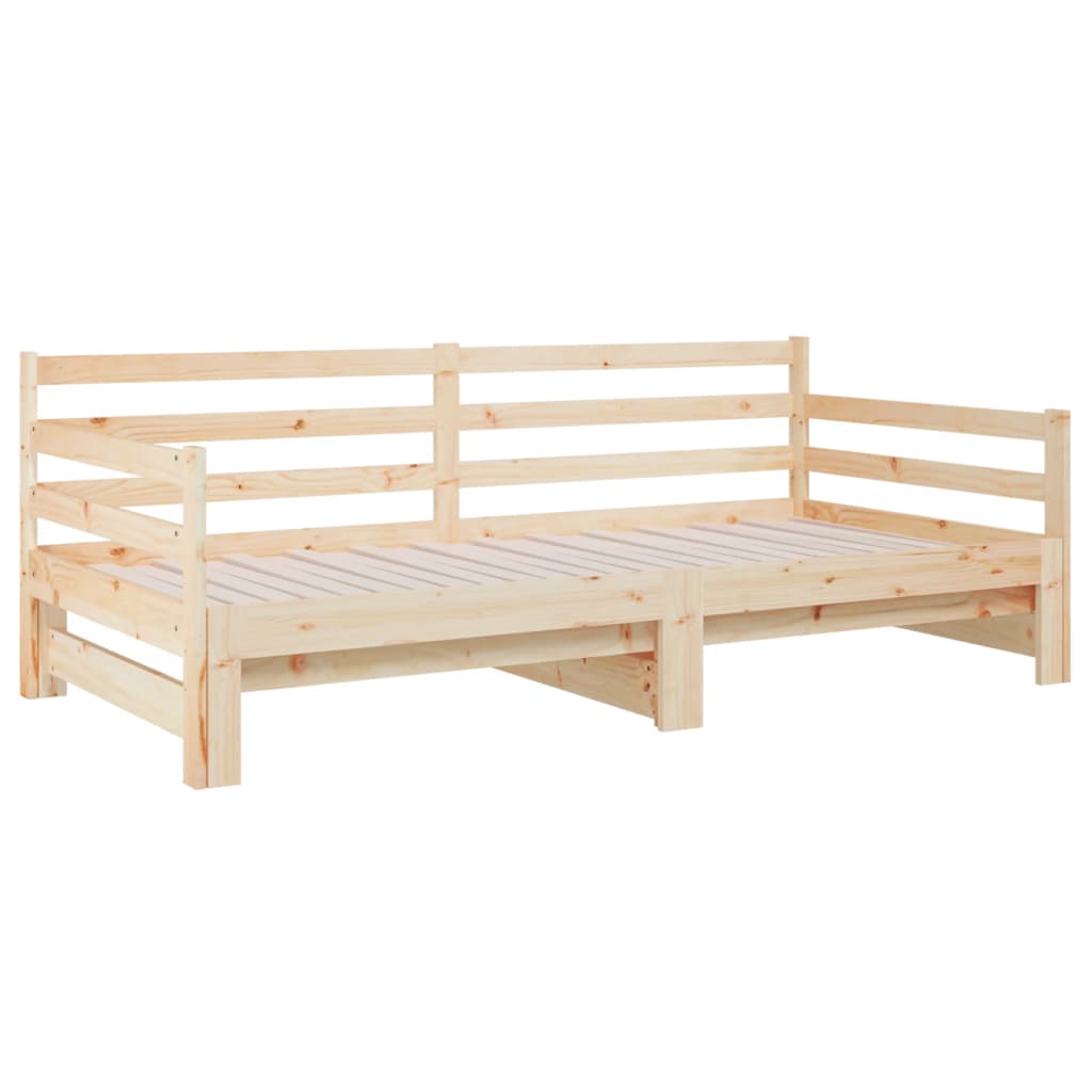 vidaXL Slaapbank uitschuifbaar 2x(80x200) cm massief grenenhout