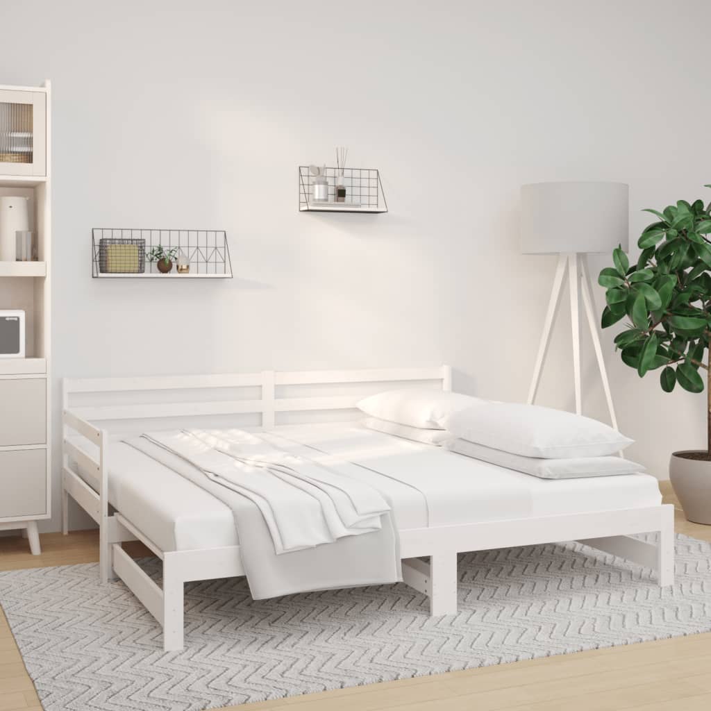vidaXL Slaapbank uitschuifbaar 2x(80x200) cm massief grenenhout