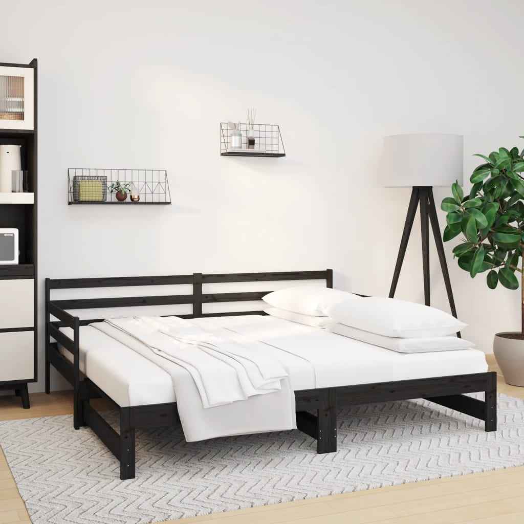 vidaXL Slaapbank uitschuifbaar 2x(80x200) cm massief grenenhout