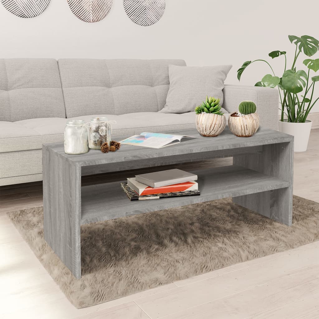 vidaXL Salontafel 100x40x40 cm bewerkt hout zwart - Aashly