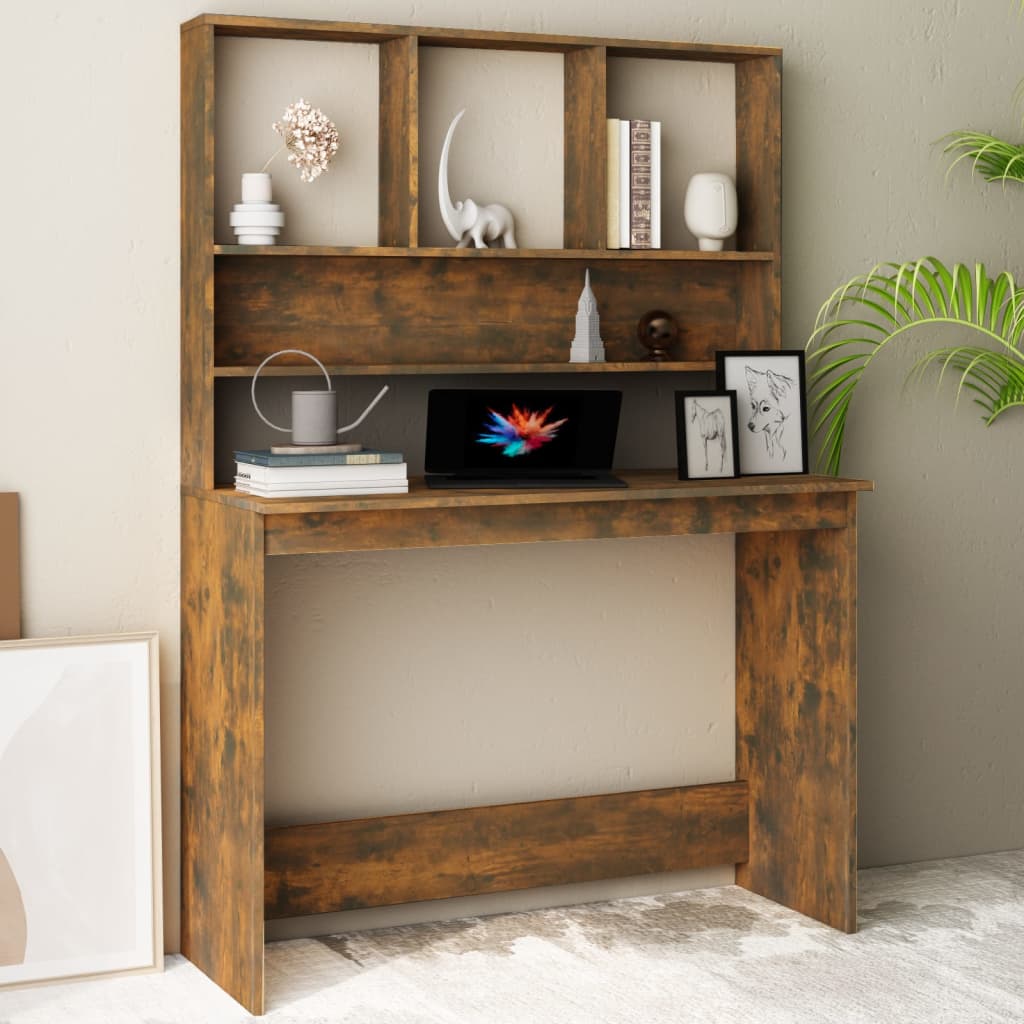 vidaXL Bureau met schappen 110x45x157 cm bewerkt hout wit