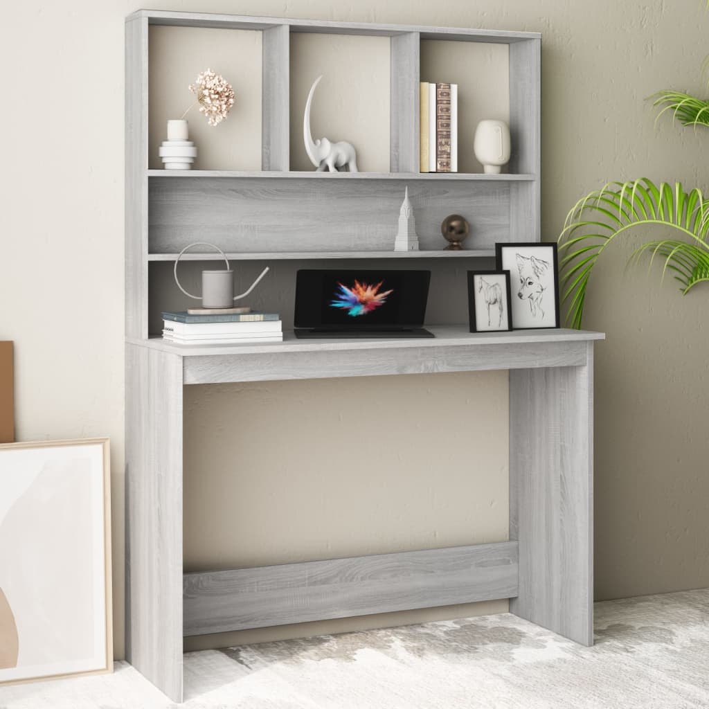 vidaXL Bureau met schappen 110x45x157 cm bewerkt hout wit
