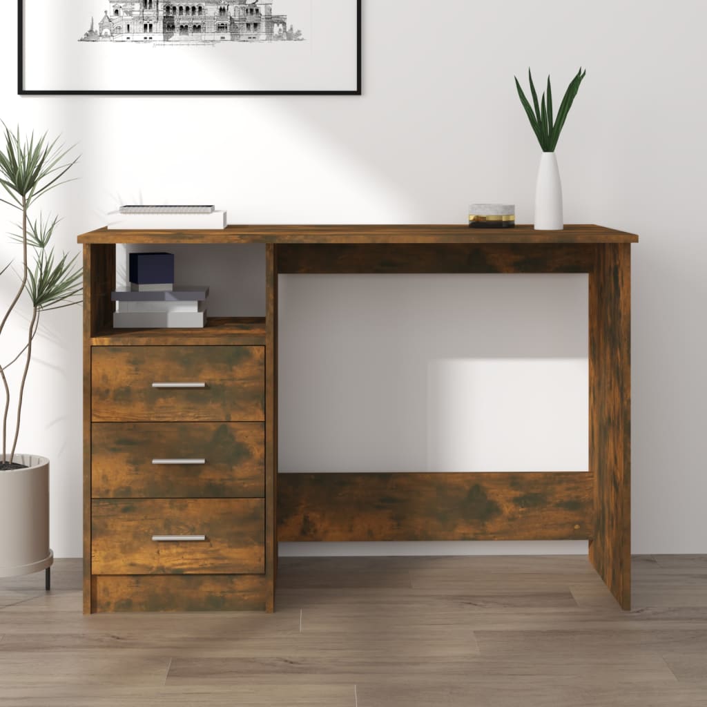vidaXL Bureau met lades 110x50x76 cm spaanplaat wit