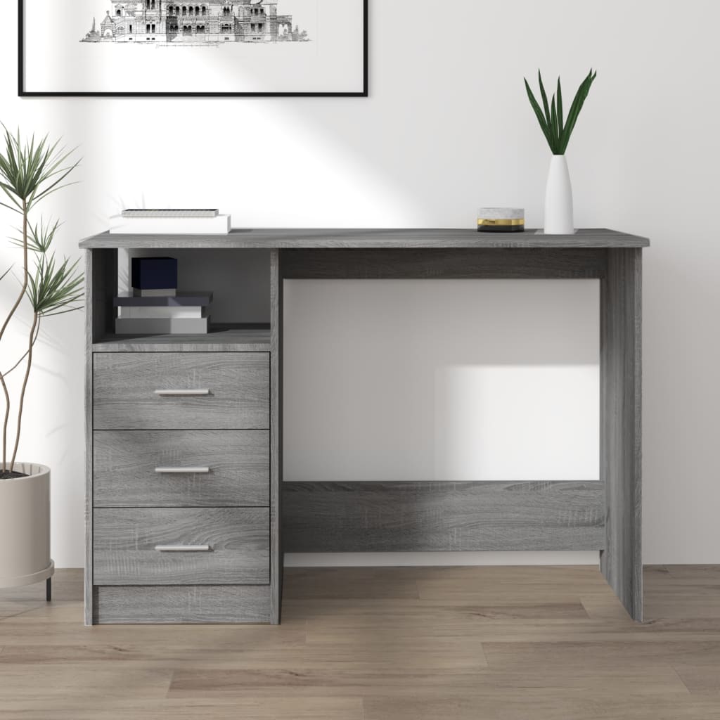 vidaXL Bureau met lades 110x50x76 cm spaanplaat wit