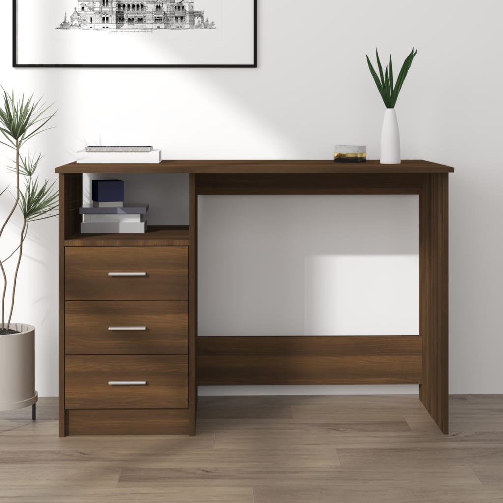 vidaXL Bureau met lades 110x50x76 cm spaanplaat wit