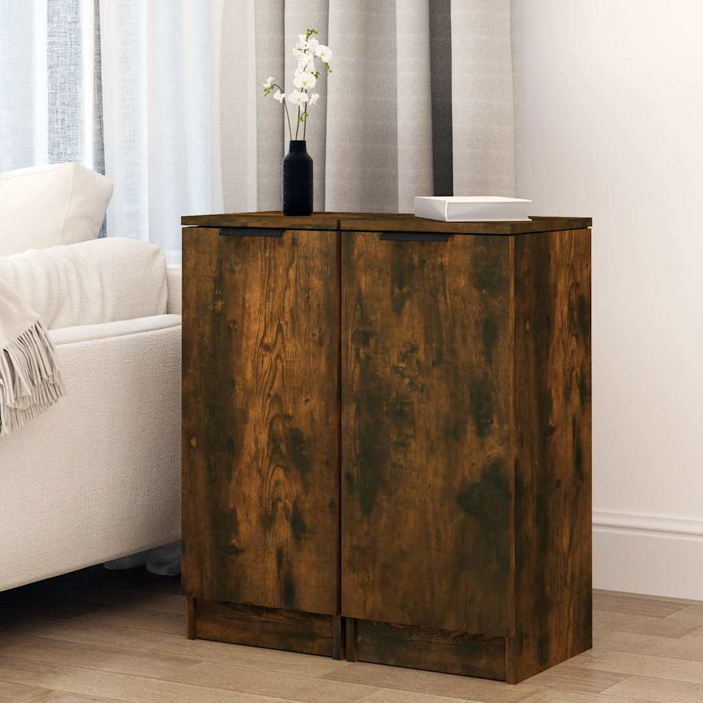 vidaXL Dressoirs 2 st 30x30x70 cm bewerkt hout sonoma eikenkleurig