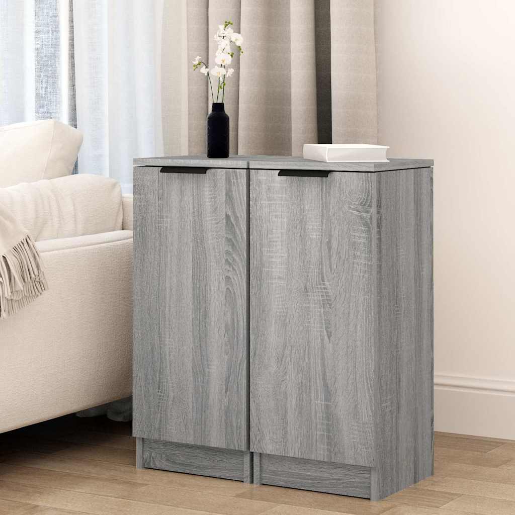 vidaXL Dressoirs 2 st 30x30x70 cm bewerkt hout sonoma eikenkleurig