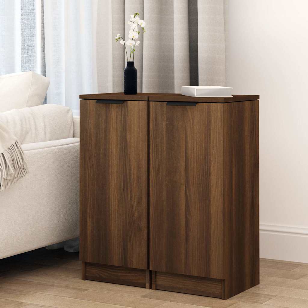vidaXL Dressoirs 2 st 30x30x70 cm bewerkt hout sonoma eikenkleurig
