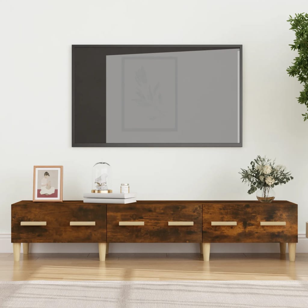 vidaXL Tv-meubel 150x34,5x30 cm bewerkt hout bruin eikenkleur - Aashly