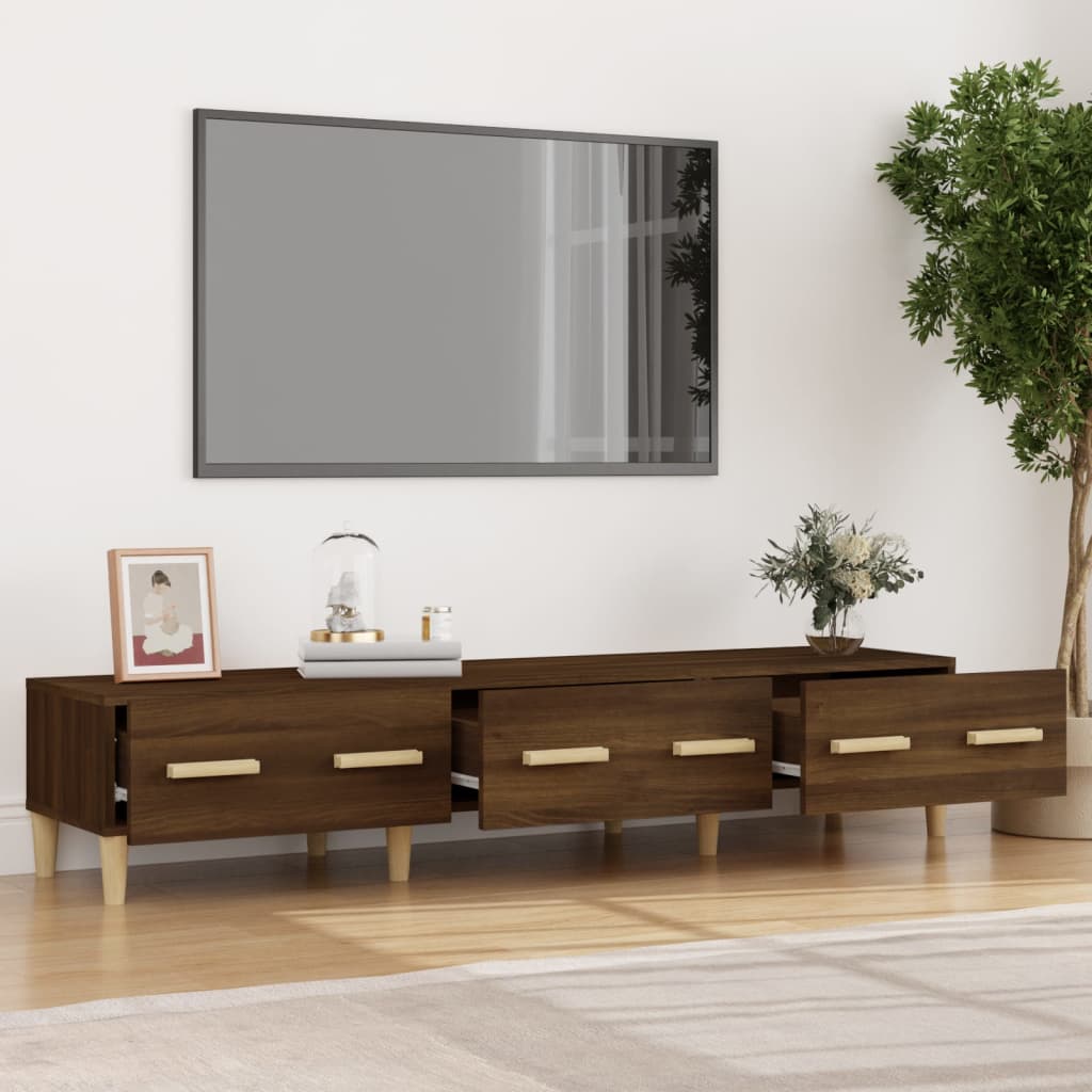 vidaXL Tv-meubel 150x34,5x30 cm bewerkt hout bruin eikenkleur - Aashly